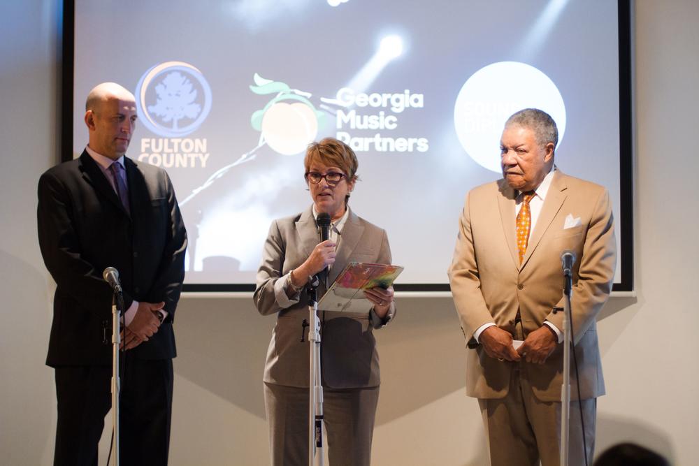 Members of the Fulton County Commission and Georgia Music Partners present new study outlining the economic vitality of Fulton County's music industry at a 2019 press conference