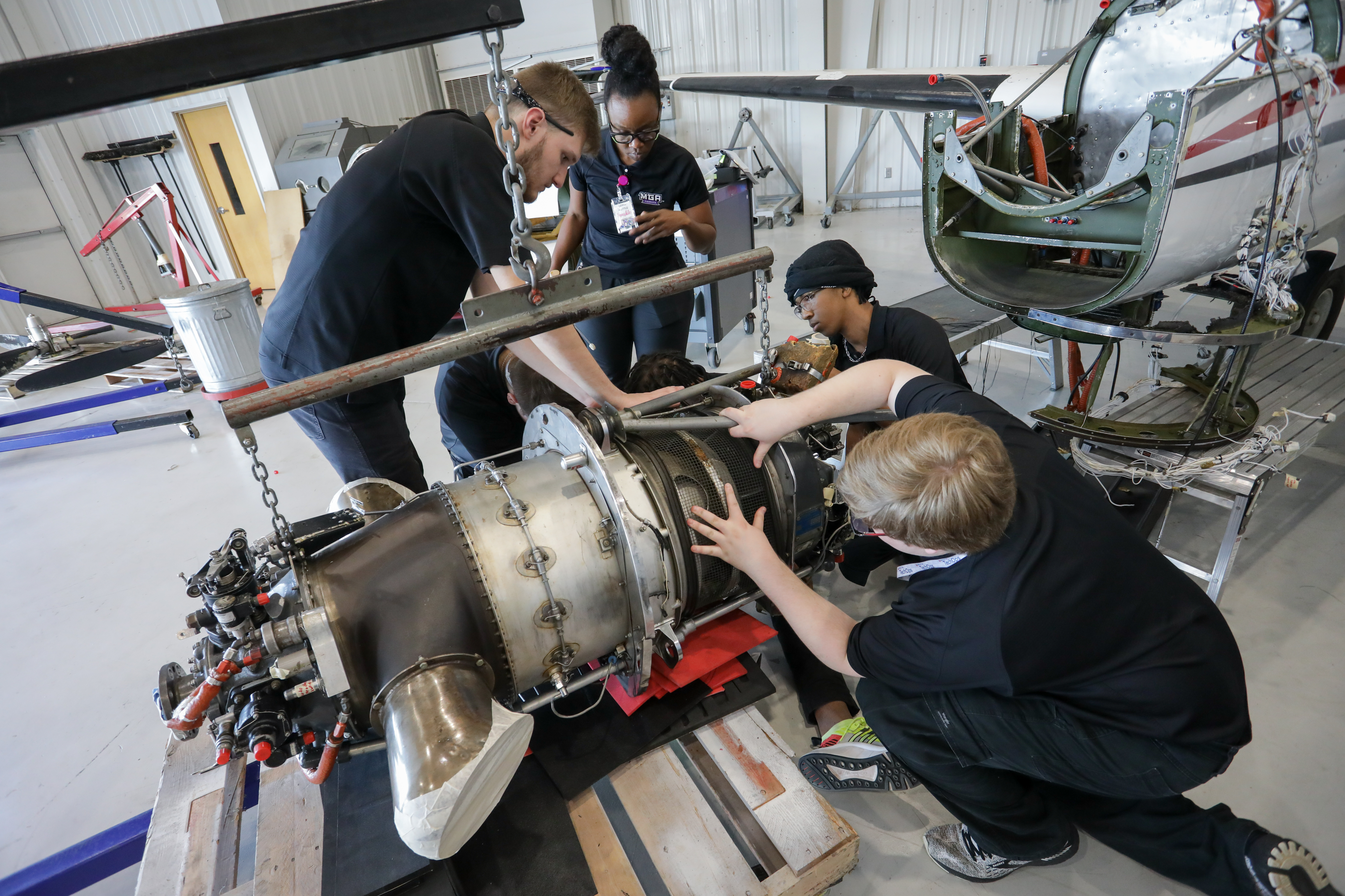 Students Working on Engine