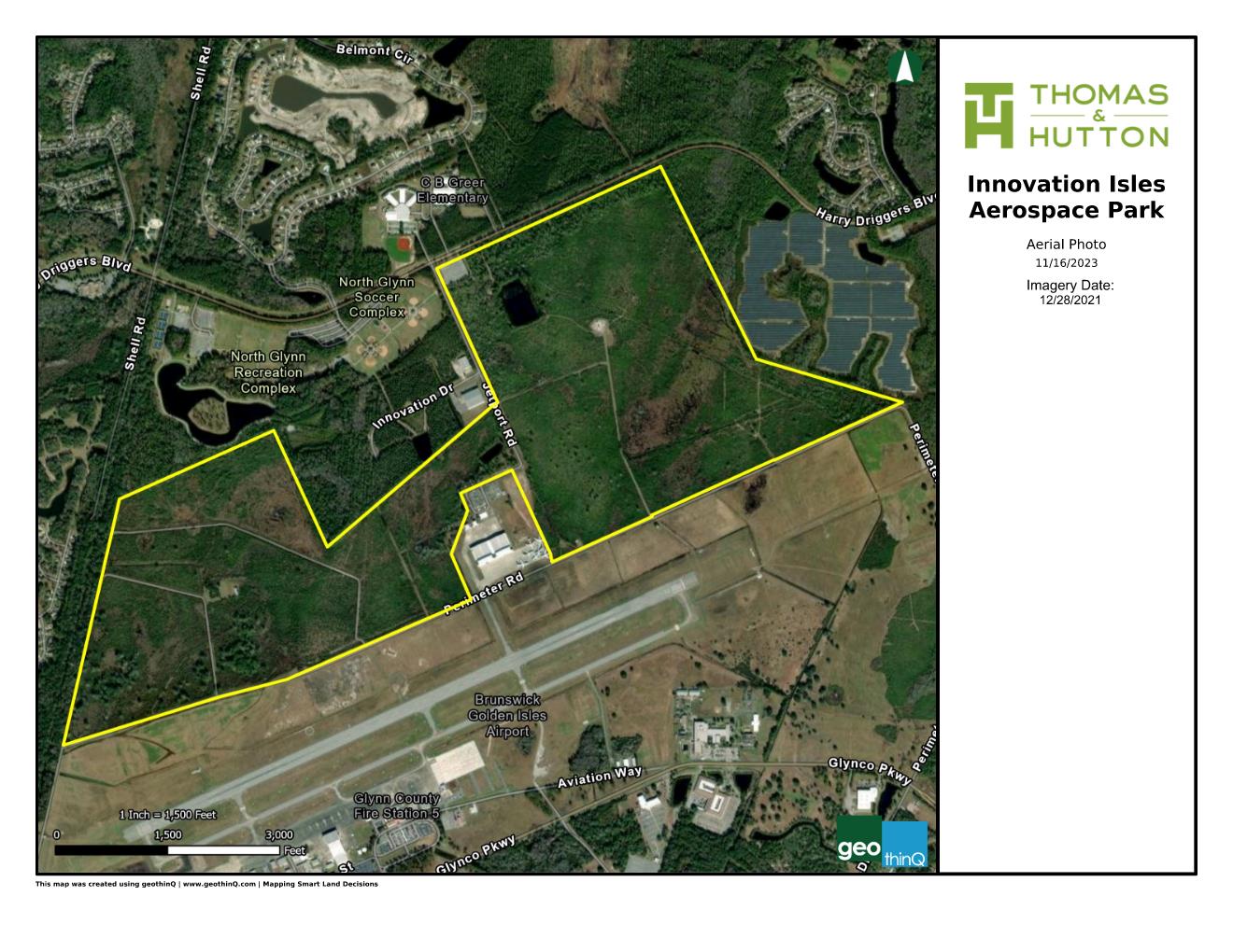 satellite image of innovation isles aerospace park