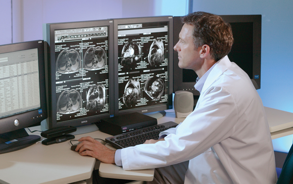 Doctor working at computer