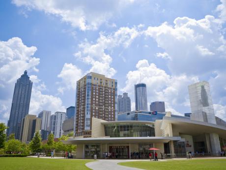 Agenda atlanta skyline on a beautiful day