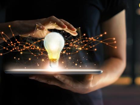 Lightbulb above iPad Lightbulb above iPad