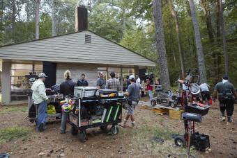 Crew on set outside in Georgia