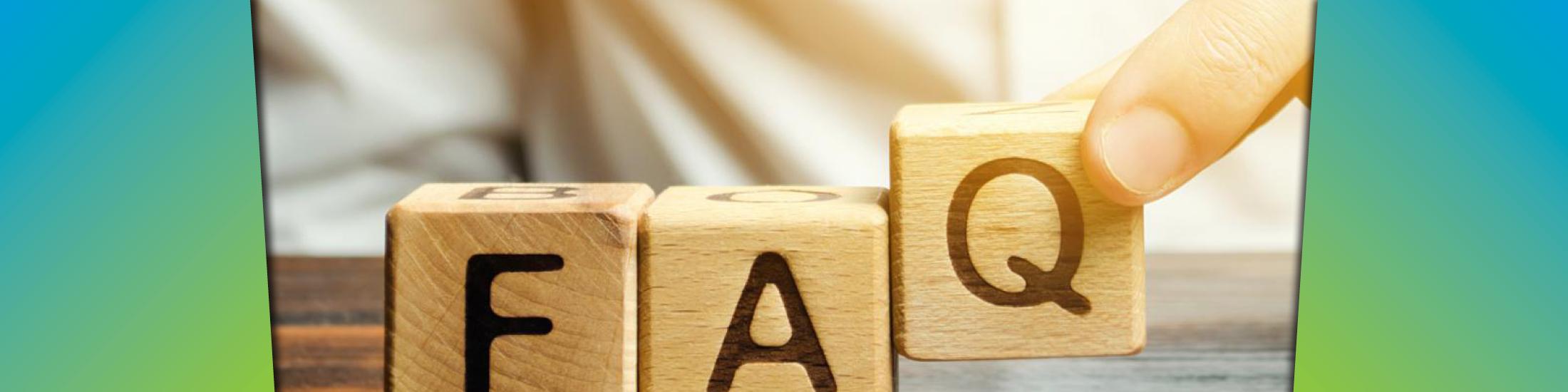 Wooden blocks that spell FAQ about the Georgia Center of Innovation.