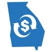 Blue Georgia map with dollar sign icon