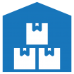 Blue warehouse graphics icon